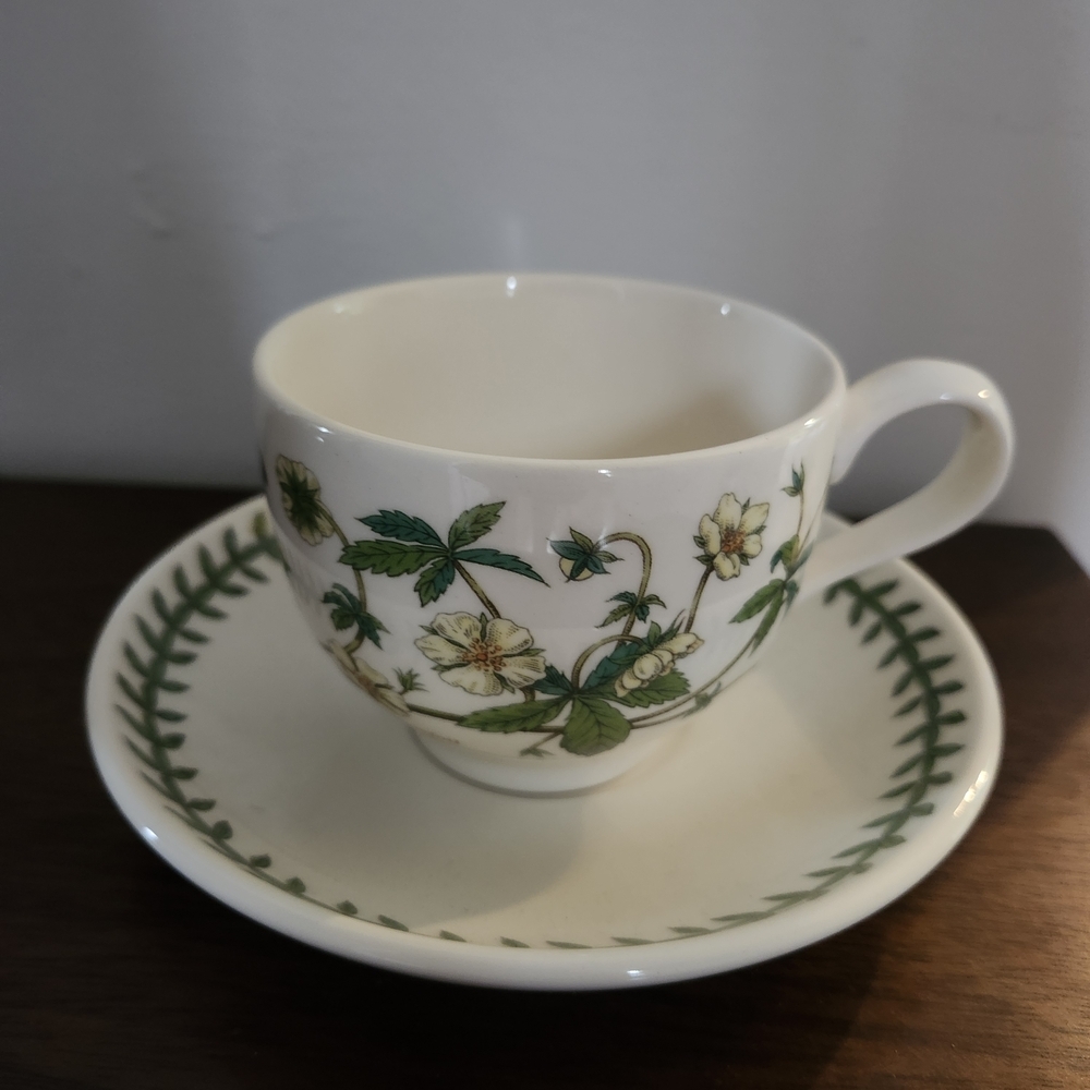 Portmeirion Green and Cream Botanical Mug and Saucer